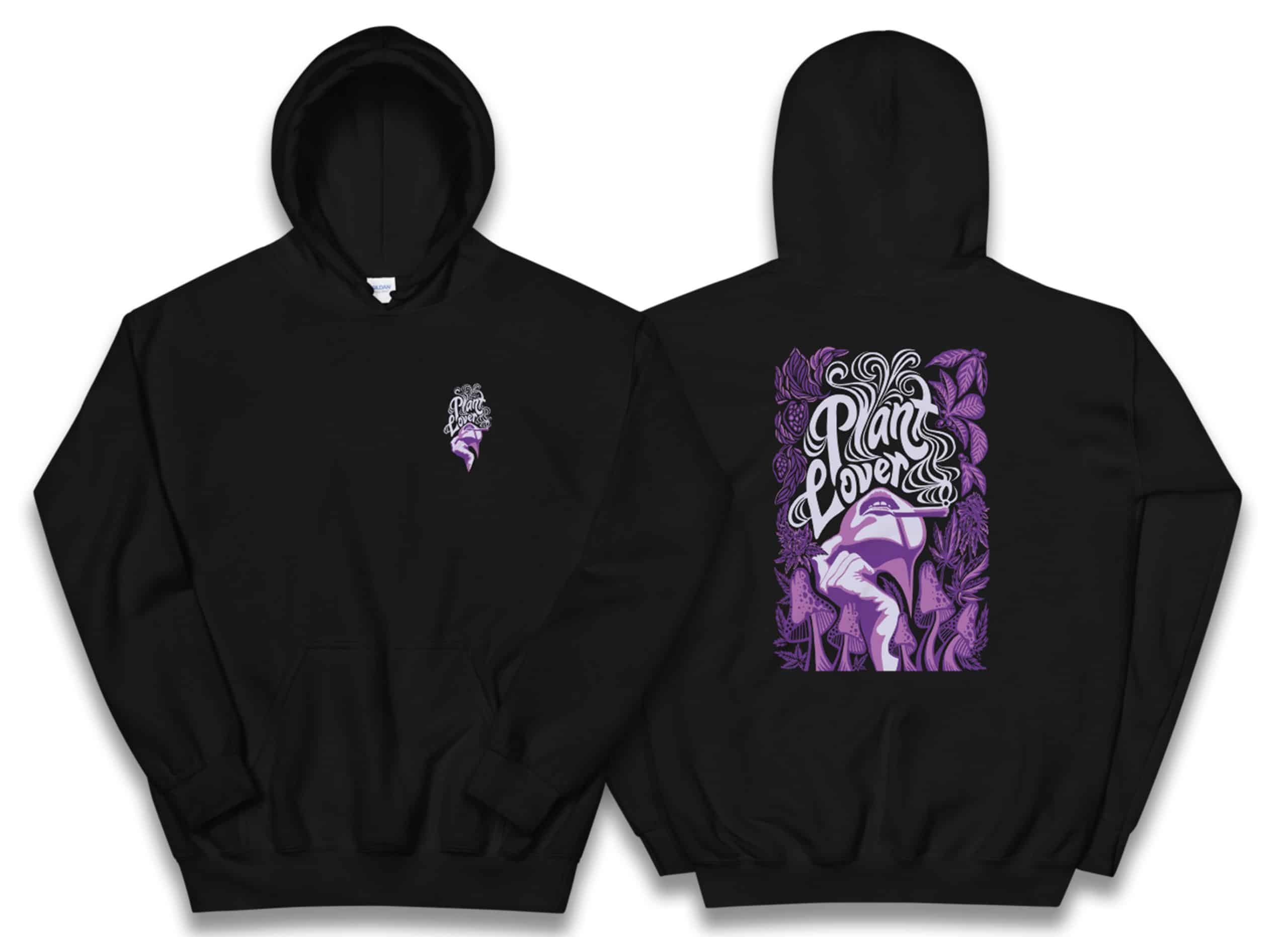 Purple Psychedelic Hoodie - Weed Hoodie, Plant Lover Hooded Sweatshirt ...